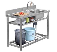 Fregadero de acero al aire libre - 100,1 x 50 cm, lavabo de cocina gratuito para camping, uso comercial y Worhop, ideal para spülküche y lavado t & versátil