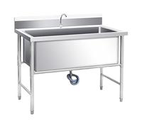 Fregadero de acero de grado comercial - Lavabo para cocina Worhop Farmhouse - Lar 100 x 70 x 80 cm / 39.3x27.5x31.4in y fácil de limpiar
