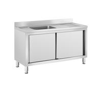 Royal Catering Fregadero Industrial de Cocina RC-IKS05 (Cuba: 500 x 400 x 240 mm, Con armario, Fabricado en acero inoxidable)