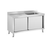 Fregadero de acero inoxidable - 1 cuba - Royal Catering - Acero inoxidable - 140 x 60 cm