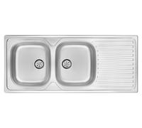 Fregadero de acero inoxidable de dos cubetas con escurridor