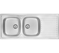 Fregadero de acero inoxidable de dos cubetas con escurridor