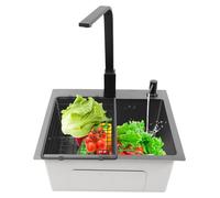 Fregadero de acero inoxidable empotrable con grifo y escurridor