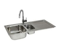 Fregadero de acero inoxidable, encimera, cocina, lavabo con grifo