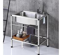 Fregadero de acero inoxidable Fregadero de utilidad independiente para lavandería Lavadero de tazón único Lavabo comercial para restaurante Fregadero de cocina al aire libre con grifo