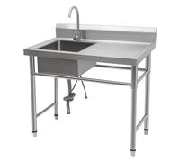 Fregadero de acero inoxidable SEdelstahl 100 x 60 x 93 cm, 1 lavabo de 100 x 60 x 93 cm, 1 lavabo, independiente al aire libre con unidad de desagüe, fregadero de cocina con grifo