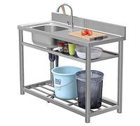 Fregadero de acero para exteriores - 120 x 50 x 80 cm, fregadero de cocina comercial, fregadero de camping Worhop Utili, fregadero de drenaje lateral izquierdo.