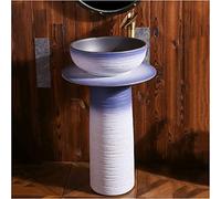 Fregadero de baño Independiente de cerámica: Lavabo de Pedestal Redondo para Uso Interior y Exterior, construcción Duradera de Arcilla de caolín