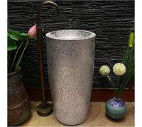Fregadero de baño Independiente de cerámica, Lavabo Redondo Moderno para Uso Interior y Exterior con desagüe
