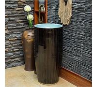 Fregadero de baño Independiente de cerámica, Lavabo Redondo Moderno para Uso Interior y Exterior con desagüe