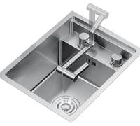 Fregadero De Barra De Un Solo Seno De Acero Inoxidable Con Grifo Plegable Y Tapa, Mini Fregadero Oculto Para Cocina, Fregadero Pequeño Invisible Con Desagüe. Silver 30 * 45 * 23cm