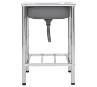 Fregadero de camping de acero inoxidable con escurridor y estructura inferior, 55 x 45 x 18 cm, para jardín, camping y terraza