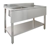 Fregadero de Cocina Acero Inoxidable 1 Seno a la Izquierd Escurridor a la Derecha 120x60x90cm con 2 Coladores Desagüe GRATIS Lavaplatos Pila Cocina 1 Seno+Escurridor para Lavar Platos Kitchen Sink