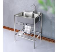Fregadero de Cocina Comercial con Banco de Trabajo, Fregadero Portatil Camping,Fregadero de Acero Inoxidable Independiente Con Agua Fria y Caliente Grifo,para Garaje, Jardín, Cocina, Lavadero (Size :