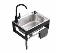 Fregadero de cocina comercial de 50 x 40 cm, de acero inoxidable, con grifo y desagüe, montaje en pared, para restaurantes y alimentos