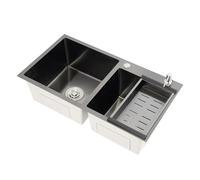 Fregadero de cocina con 2 cuencos, fregadero empotrable, cuadrado de acero inoxidable