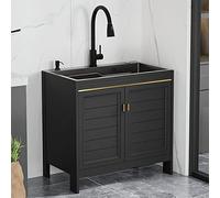 Fregadero de cocina con gabinetes, independiente comercial, fregaderos individuales independientes para camping, con grifo de agua fría y caliente, para garaje, restaurante, cocina, lavadero (tamaño
