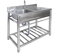Fregadero de cocina con plataforma de mano derecha, fregadero utilitario de acero inoxidable, fregadero profesional de un solo tazón con unidad de drenaje y grifo, superficie de trabajo, para bar
