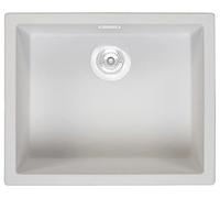 Fregadero de cocina de 50x40 cm, color blanco, para encastrar, con desagüe oculto blanco Pure.Sink