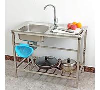 Fregadero de cocina de acero inoxidable para exteriores, fregadero de un solo tazón con grifo para jardín, camping, uso en interiores y exteriores, fácil instalación, diseño inoxidable duradero