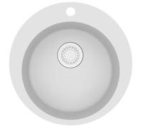vidaXL Fregadero de cocina de granito con seno redondo – Blanco