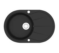 Fregadero De Cocina De Granito De Un Seno Ovalado Negro Vidaxl
