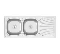 Fregadero De Cocina Doble Seno Acero Inoxidable 1200x600x155 Mm Vidaxl