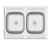 Fregadero De Cocina Doble Seno Acero Inoxidable 800x600x155 Mm Vidaxl