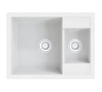 Fregadero De Cocina Doble Seno Con Rebosadero Granito Blanco Vidaxl