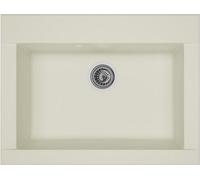 Fregadero de cocina empotrable, 1 cuba, sin escurridor, marca Hexo, 66 x 50 cm, resina, blanco