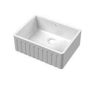 Fregadero de Cocina en Estilo Belfast en Cerámica de Gres Refractario con Delantal Frontal Estriado con Rebosadero 595mm x 450mm - Hendon