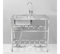 Fregadero de Cocina Independiente de Acero Inoxidable con Grifo,Fregadero Portátil Comercial e Industrial para Restaurante,Jardín,Garaje,Camping,con Estante de Almacenamiento y Escurridor