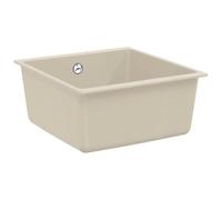 Fregadero de cocina moderno beige 430 x 460 mm de 80% cuarzo y 20% resina, superficie de granito resistente a los arañazos, fregadero rectangular empotrable para cocinas contemporáneas, resistente al