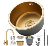 Fregadero de cocina moderno de acero sin entrada de 40 x 40 cm con grifo Slish y kit de drenaje, fácil de limpiar, perfecto para cocinas contemporáneas y Ele
