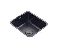 Fregadero de Cocina Negro Rectangular 1 Seno, Lavadero Inox, Pila Pequeña Con Drenaje, Instalación Sobre o Bajo Encimera (34x31x19cm)