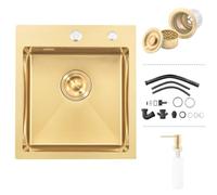 Fregadero de Cocina Oro, 1 Lavabo Empotrado Acero Inoxidable, Oro, Rectangular, Para Empotrar Fregadero de Cocina Individual 40x40x20cm