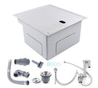 Fregadero de cocina para la parte inferior, 39 x 43 x 23 cm, lavabo invisible que ahorra espacio con cubierta, fregadero de acero inoxidable con grifo plegable, 1 fregadero empotrable, para bar