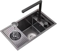 Fregadero De Cocina Plegable Invisible Acero Inoxidable Con Tapa | Fregadero Oculto Que Ahorra Espacio Con Grifo Plegable, Cubierta Y Kit De Drenaje For Vehículos(60*40*23cm)