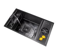 Fregadero de cocina que ahorra espacio para inodoros de apartamentos, fregadero de cocina montado invisible, pequeño fregadero integrado (Fregadero + grifo de 22.8 * 10.2 * 8.7 in / 58 x 26 x 22 cm)