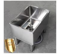 Fregadero de fregona de acero inoxidable 304 con drenaje/colador, montaje en piso, lavabo comercial para restaurante y cocina (60 x 41 x 45 cm)