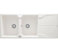 Fregadero de granito Becken con superficie de escurrimiento, dimensiones 1160x500x224 mm, 3.5 pulgadas, color alabastro, con sifón compacto. Modelo: ZQN_A213