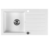 Fregadero de granito integrado Sapho con zona de escurrimiento, 78x44 cm, blanco