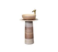 Fregadero de pedestal Lavabo de pedestal cerámica con grifo y desagüe, una sola pieza, for baño, balcón jardín