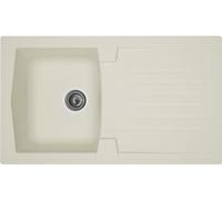 Fregadero empotrable, 1 cuba + 1 escurridor, 86 x 50 cm, resina, color blanco liso