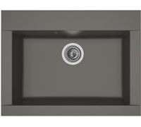 Fregadero empotrable, 1 cuba, 66 x 50 cm, modelo Hexo, material: resina, color: gris hormigón, reversible
