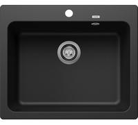 Fregadero empotrable de 60 cm, color negro, fabricado en Silgranit Blanco, modelo 525941