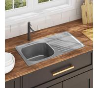 Fregadero empotrable de acero inoxidable con colador y sifón, fregadero grande con escurridor extendido, fregadero de cocina rectangular con superficie cepillada e inserto insonorizante
