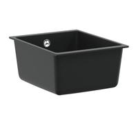 Fregadero empotrable de granito individual, 37 x 46 x 20 cm, grafito | 80 % cuarzo, 20 % resina, resistente al calor hasta 280 °C, resistente a manchas y arañazos, escurridor de cesta