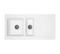 Respekta fregadero de cocina Denver de mineralita en blanco/Fregadero empotrable de 1 cubeta en 100 x 50 cm/Lavabo adecuado para armarios inferiores de 60 cm de ancho