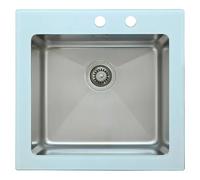 Fregadero encastrable New York (55 x 53 cm, Acero inoxidable, Blanco)